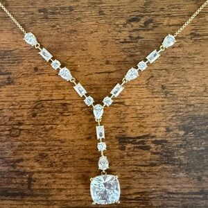 Nadri - Rockstars Bold CZ Drop Y Necklace in Gold Color